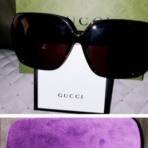 GUCCI 56mm BUTTERFLY HAVANA SUNGLASSES